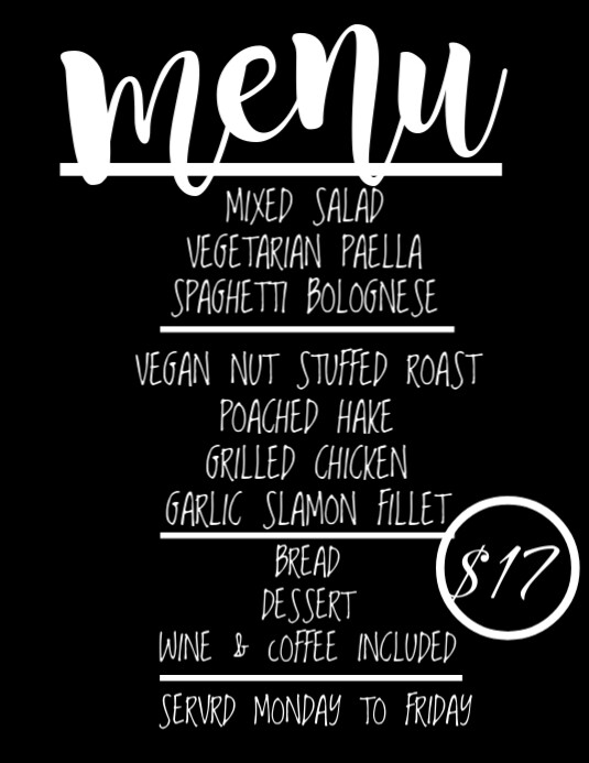 Black Maximalist Free Simple Chalkboard Menu Of The Day Template Flyer (us Letter)