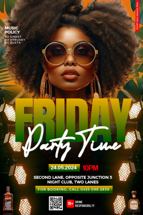 Black Maximalist Friday Club Party Event Flyer A4 Poster template