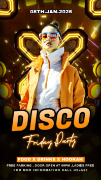 Black Maximalist Friday Disco Party Flyer Instagram Story template