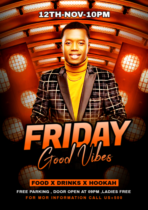 Black Maximalist Friday Good Vibes Party A4 template