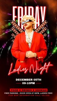 Black Maximalist Friday Ladies Night Party Digital Display (9:16) template