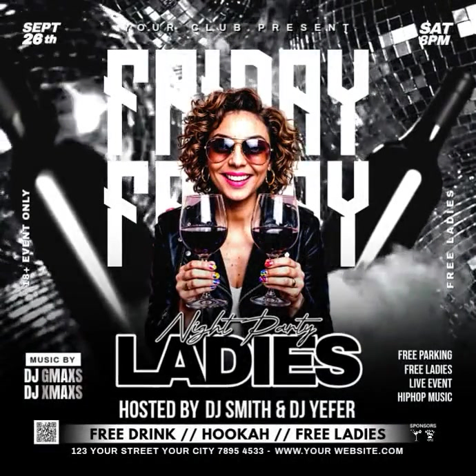 Plantilla de Black Maximalist Friday Night Club Party Square (1:1 ...