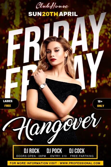 Black Maximalist Friday Night Hangover Party Poster Cartaz template