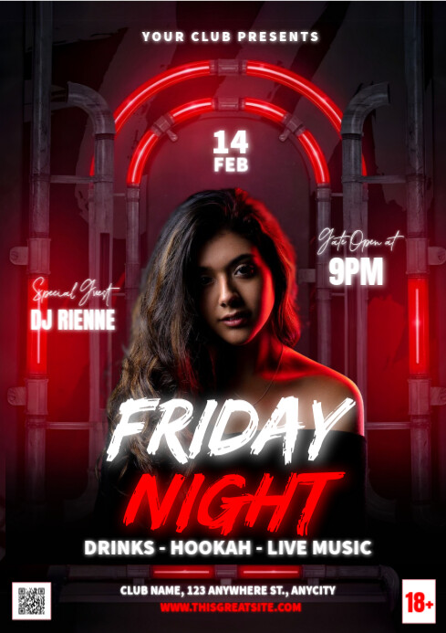 Black Maximalist Friday Night Party A4 Template | PosterMyWall
