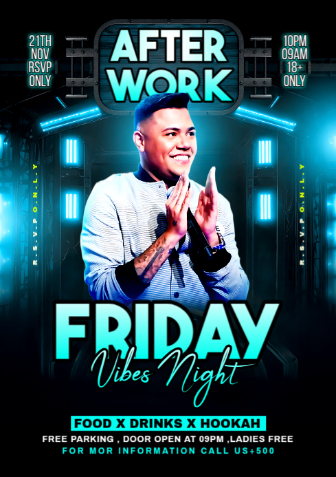 Black Maximalist Friday Night Party A4 Template | PosterMyWall