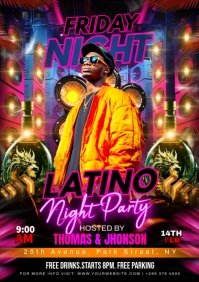 Black Maximalist Friday Night Party A4 template