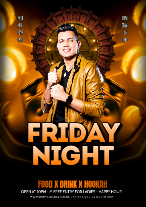 Black Maximalist Friday Night Party A4 Template | PosterMyWall