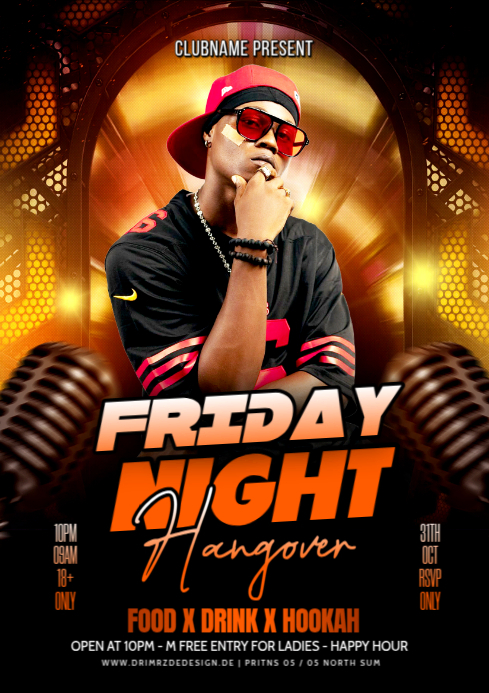 Black Maximalist Friday Night Party A4 Template | PosterMyWall