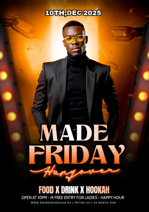 Black Maximalist Friday Night Party A4 Template | PosterMyWall