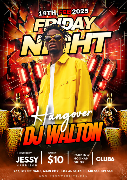 Black Maximalist Friday Night Party A4 Template | PosterMyWall