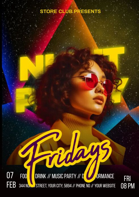 Plantilla de Black Maximalist Friday Night Party A4 | PosterMyWall