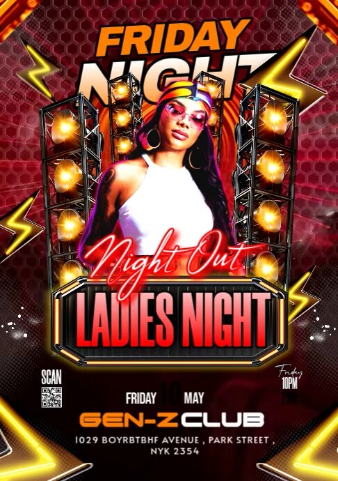 Black Maximalist Friday Night Party A4 template