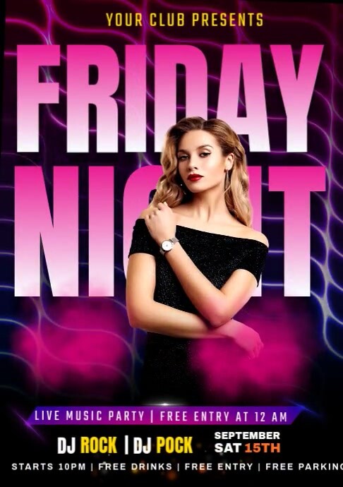 Modèle Black Maximalist Friday Night Party A4 | PosterMyWall