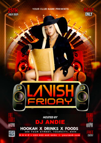 Black Maximalist Friday Night Party A4 template