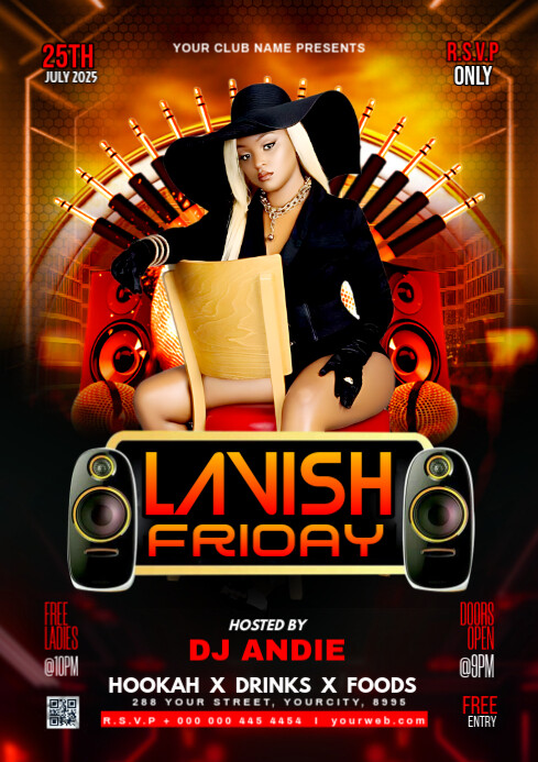 Black Maximalist Friday Night Party A4 template