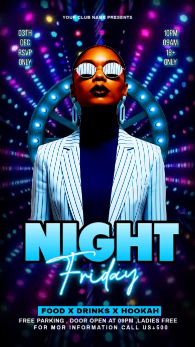 Black Maximalist Friday Night Party Digital Display (9:16) template