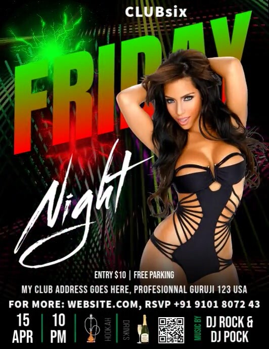 Black Maximalist Friday Night Party Flyer (us Letter) template