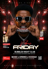 Black Maximalist Friday Night Party Flyer  A3 template