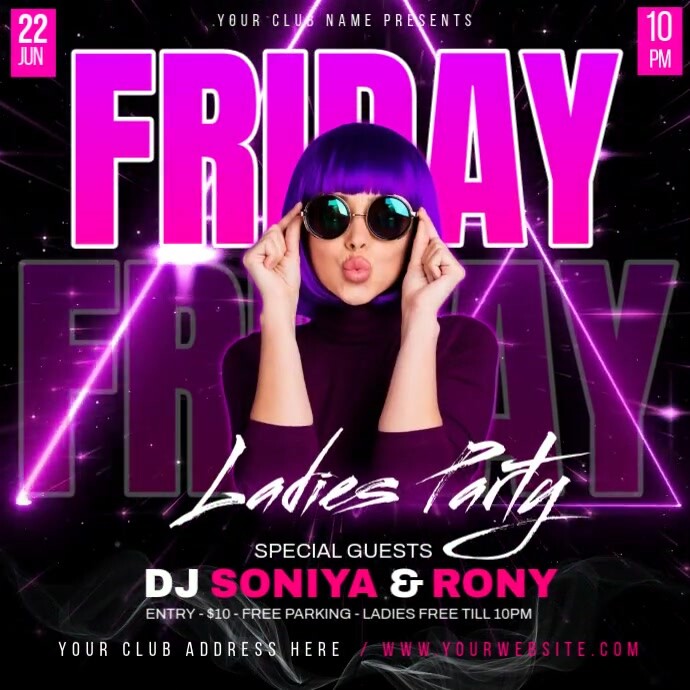 Black Maximalist Friday Night Party Instagram Post Template | PosterMyWall