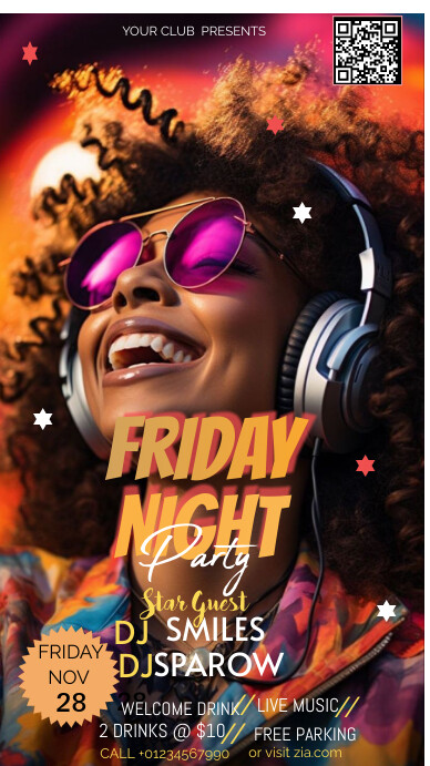 Plantilla de Black Maximalist Friday Night Party Instagram | PosterMyWall