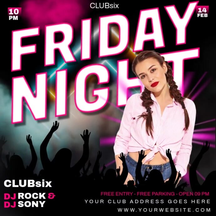 Black Maximalist Friday Night Party Instagram Post Template | PosterMyWall