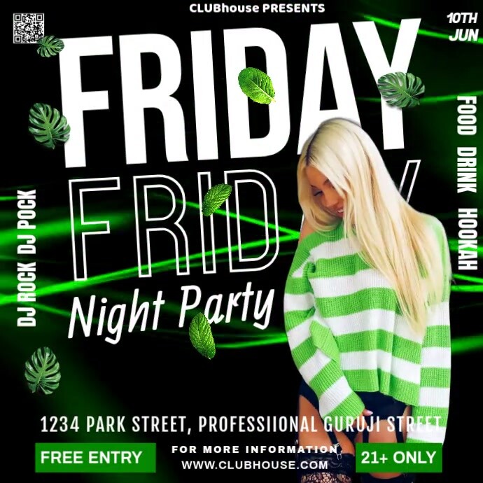 Plantilla de Black Maximalist Friday Night Party Instagram Post ...
