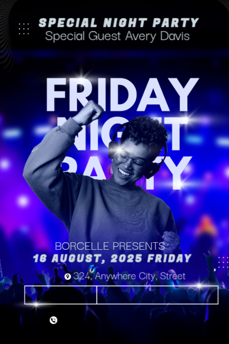Black Maximalist Friday Night Party Poster Template | PosterMyWall