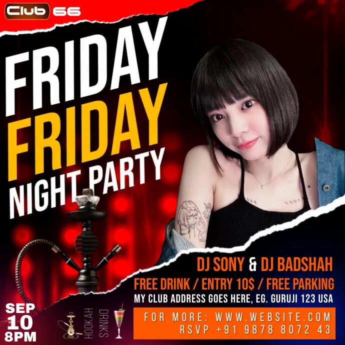 Black Maximalist Friday Night Party Square (1 Template | PosterMyWall
