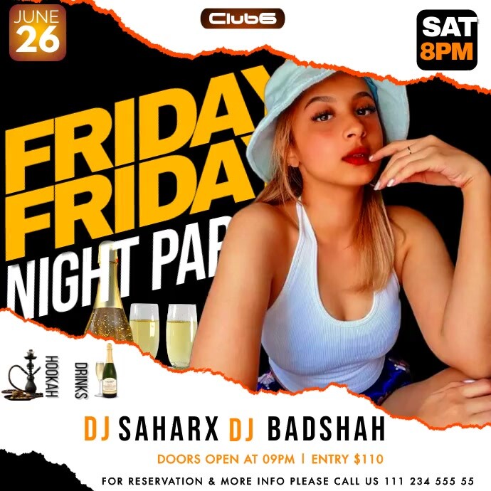 Black Maximalist Friday Night Party Square (1 Template | PosterMyWall