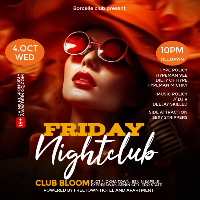 Plantilla de Black Maximalist Friday Nightclub Party Instagram Post ...
