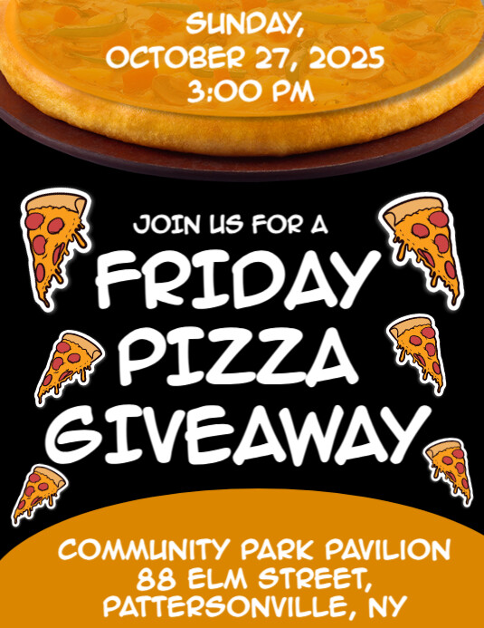 Black Maximalist Friday Pizza Giveaway Flyer (us Letter) Iflaya (Incwadi ye-US) template