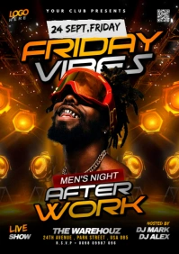 Black Maximalist Friday Vibes Party Flyer A1 template