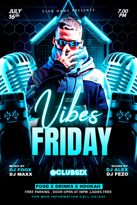 Black Maximalist Friday Vibes Party Poster template