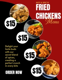 Black Maximalist Fried Chicken  Flyer (us Letter) Volante (Carta US) template