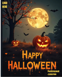 Black Maximalist Full Moon Halloween Night Instagram Portrait template