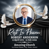 Black Maximalist Funeral Announcemen Square (1:1) template