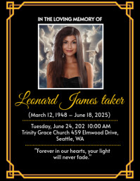 Black Maximalist Funeral Flyer (us Letter) Pamflet (Letter AS) template