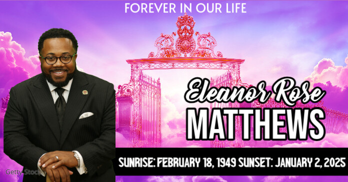 Black Maximalist Funeral Flyer Death Anniversary Purple Facebook Shared Image template