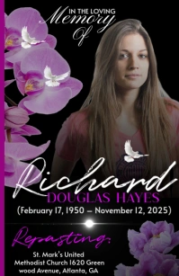 Black Maximalist Funeral Flyer Death Anniversary Announcement Half Page Wide template