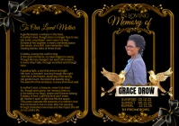 Black Maximalist Funeral Program  A3 template