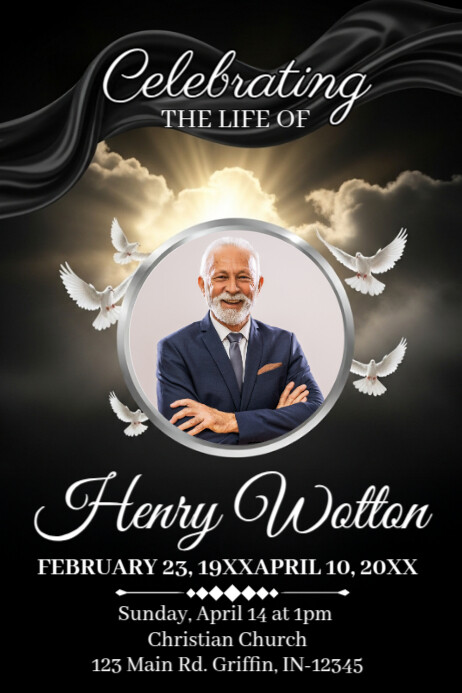 Black Maximalist Funeral Program Poster template