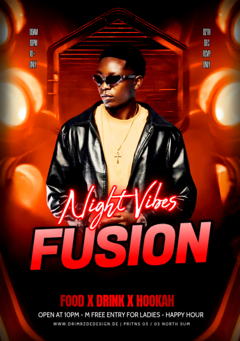 Black Maximalist Fusion Night Party A4 Template | PosterMyWall
