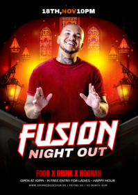 Black Maximalist Fusion Night Party A6 template