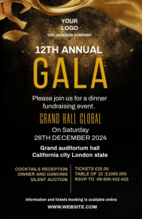 Black Maximalist Gala Night Invitation Template Design Tabloid