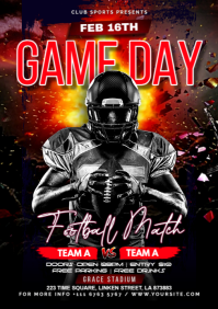 Black Maximalist Game Day Football Match  A4 template