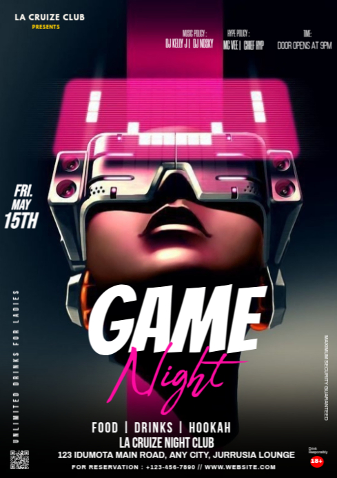 Black Maximalist Game Night A4 Template | PosterMyWall