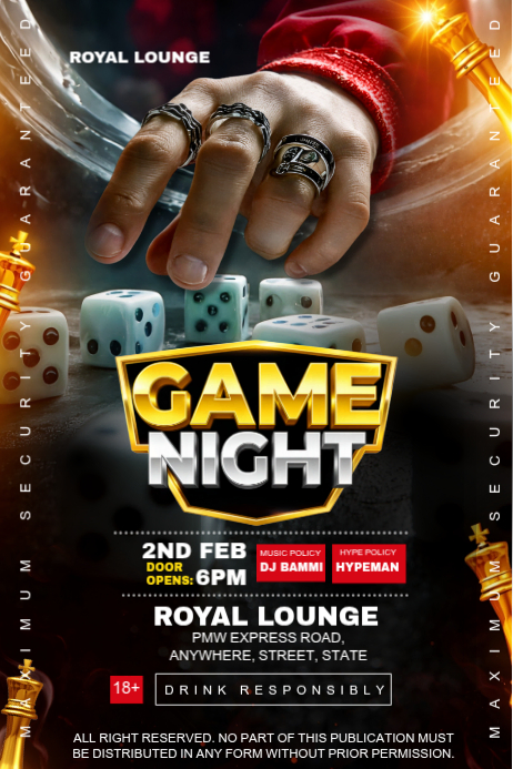 Black Maximalist Game Night Poster Template | PosterMyWall