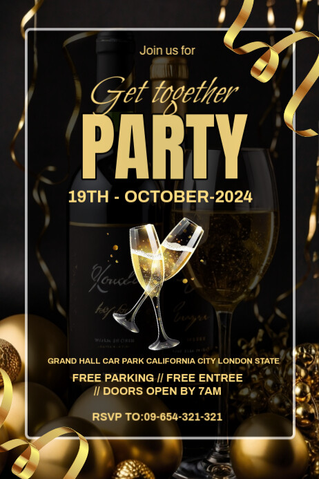 Black Maximalist Get Together Party Invitation Template Design Poster