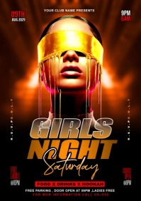 Black Maximalist Girls Night Party A4 template