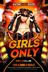 Black Maximalist Girls Night Party Banner 4' × 6' template